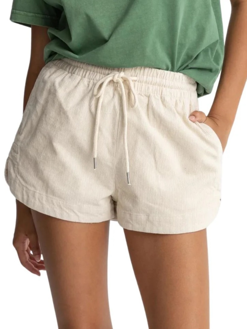 Rhythm Mazzy Corduroy Shorts Size 4 Sand Off White Pockets Summer Beach